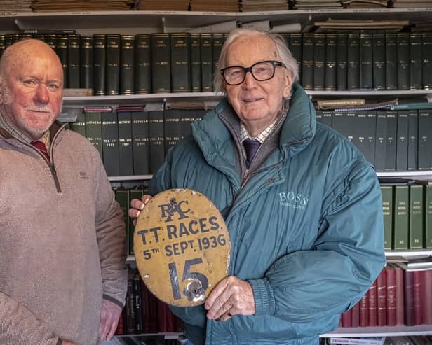 From left: Simon Thomas, Irish Motor Racing historian and collector with former F1 Grand Prix driver, John Watson