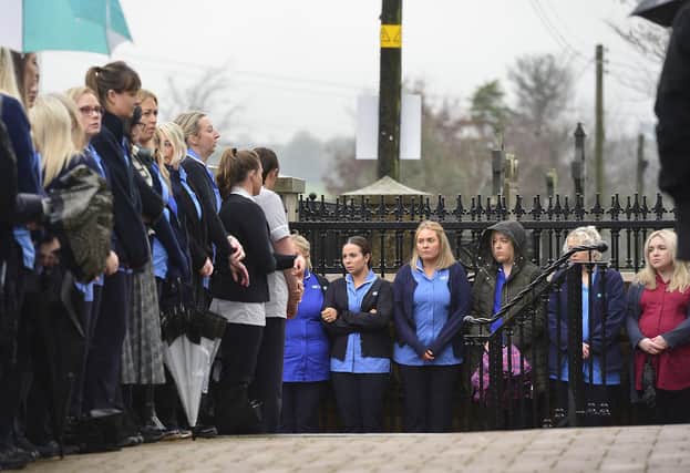 Nursing colleagues pay their respects at the funeral of Imelda Quinn on Saturday. Picture: Arthur Allison/Pacemaker Press