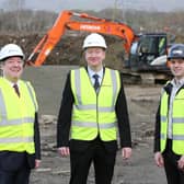 Pictured at the site of Arbour Housing’s new affordable housing development at Buncrana Road in Londonderry are Danske Bank’s Paul Herbison, Arbour Housing CEO Kieran Matthews and Jordan Allingham from EHA