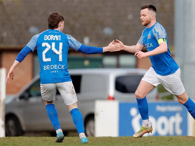 Niall Quinn scored for Glenavon in their 2-1 defeat to Loughgall. PIC: Alan Weir/Pacemaker Press