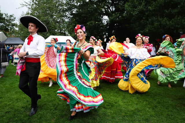 Some of the colourful dancers at the Belfast Mela Festival