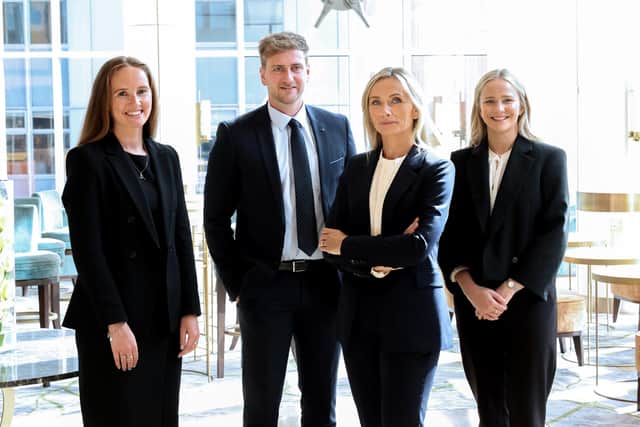 Partner and head of the corporate and commercial department at Arthur Cox, Lynsey Mallon welcomes three new associates to the team following their successful completion of the firm’s market leading trainee programme. Pictured with Lynsey Mallon is Madison Bowyer, Jordan Taggart and Megan Ryans