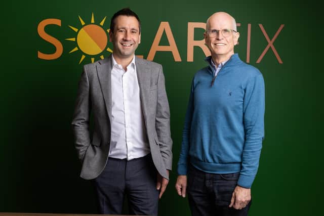 Solarfix Managing Director Michael O’Donnell and new Chairman Robin McCormick at the company’s headquarters in Mallusk