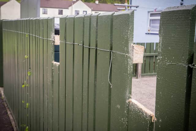 Sections of a fence in Bushmills were cut away so that nails hammered through a victim's hands could be removed at hospital