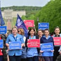 Royal College members of Nursing demonstrate at Stormont in Belfast over pay and conditions