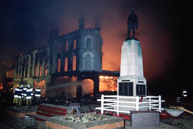 14 NOVEMBER 1992: COLERAINE TOWN CENTRE AFTER 500LB IRA VAN BOMB CAUSED EXTENSIVE DAMAGE
