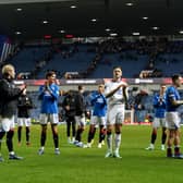 Rangers players applaud supporters following a recent UEFA Europa League Group C match at the Ibrox Stadium