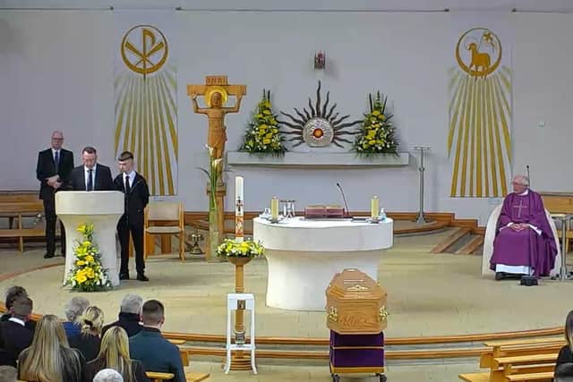 Aodhan's dad Michael speaking at the funeral earlier today