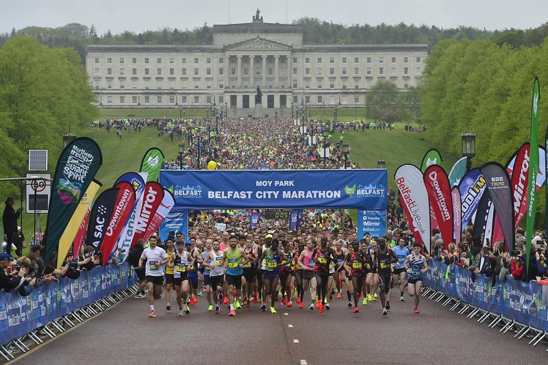 A record number of entrants are taking part in the Belfast City Marathon