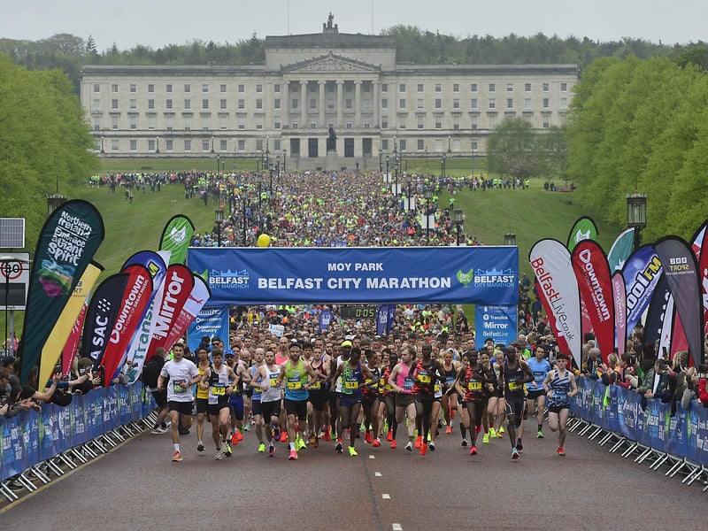 A record number of entrants are taking part in the Belfast City Marathon