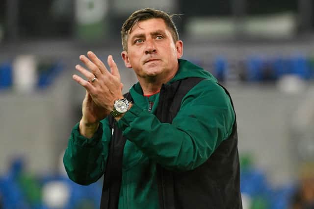 Glentoran manager Declan Devine. (Photo by Andrew McCarroll/Pacemaker Press)