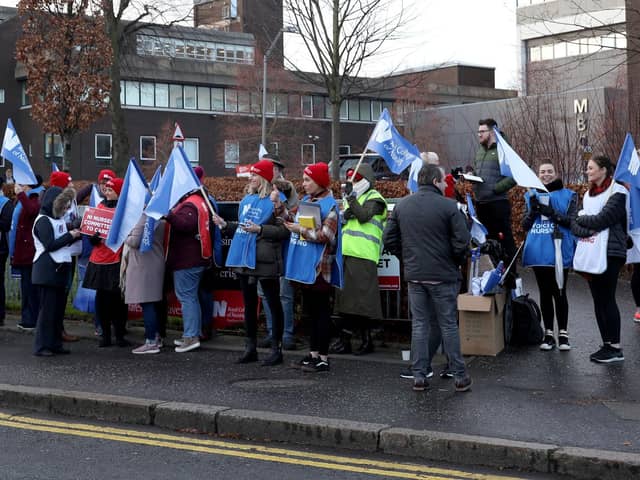 Nurses at Belfast's City Hospital during an earlier dispute