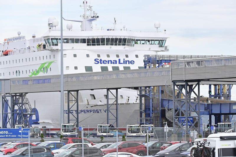 Emergency services at the scene of an ongoing incident at Belfast Harbour after a fire broke out on a ferry.