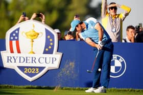 Team Europe's Viktor Hovland tees off the 3rd during the foursomes match on day one of the 44th Ryder Cup at the Marco Simone Golf and Country Club, Rome, Italy, ahead of the 2023 Ryder Cup