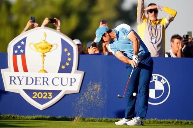 Team Europe's Viktor Hovland tees off the 3rd during the foursomes match on day one of the 44th Ryder Cup at the Marco Simone Golf and Country Club, Rome, Italy, ahead of the 2023 Ryder Cup