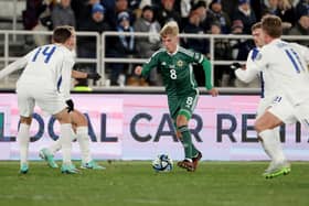 Northern Ireland’s Ross McCausland in action during his first appearance for the senior team. PIC: William Cherry/Presseye