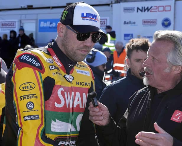 Charley Boorman interviews Peter Hickman on the grid at the 2026 North West 200