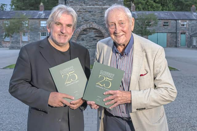Clandeboye Festival director Barry Douglas (left) with Alf McCreary at the launch of Alf’s new book on the festival. Pic: Neil Harrison
