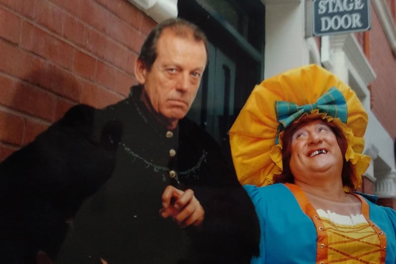 Leslie Grantham and May McFettridge promotional image for the Dick Whittington Pantomime in 2000