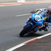 Lee Johnston on the Ashcourt Racing Yamaha during Supersport practice at the 2023 North West 200