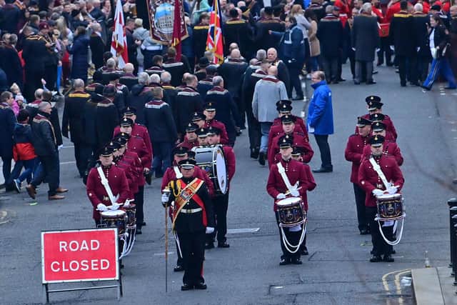 Several thousand Apprentice Boys took part in the annual Lundy parade in Londonderry on Saturday. The annual event commemorates the 17th century siege of the city.
More than 26 bands joined the parade around the city ahead of a service of thanksgiving and a wreath-laying ceremony.