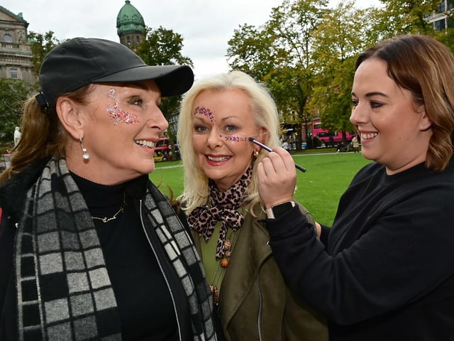 Marianne Creaney and sister Siobhan Sharkey and Kate Duffy pictured at Belfast City Hall