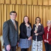 Tracey McCallan from Fermanagh and Omagh District Council has been named the Local Government Employee of the Year. Pictured are Cllr Martin Kearney, NILGA president, Claire Carleton, Armagh City, Banbridge and Craigavon Borough Council, Tracey McCallan, Fermanagh and Omagh District Council, Sandra Pollock, vice chair of the William Johnston Memorial Trust and Cllr Barry McElduff, Fermanagh and Omagh District Council chair