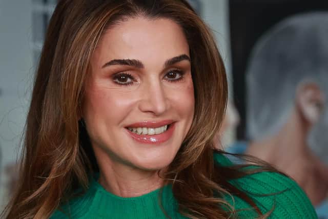 Queen Rania of Jordan during her visit to the Conway Education Centre at Conway Mill in Belfast