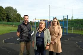 Richard Stuart, manging director of Garden Escapes Ltd, Lord Mayor of Armagh City, Banbridge and Craigavon Borough, Cllr Mary O'Dowd and Claire Duddy, head of Climate, Sustainability & Parks, ABC Council