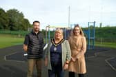 Richard Stuart, manging director of Garden Escapes Ltd, Lord Mayor of Armagh City, Banbridge and Craigavon Borough, Cllr Mary O'Dowd and Claire Duddy, head of Climate, Sustainability & Parks, ABC Council