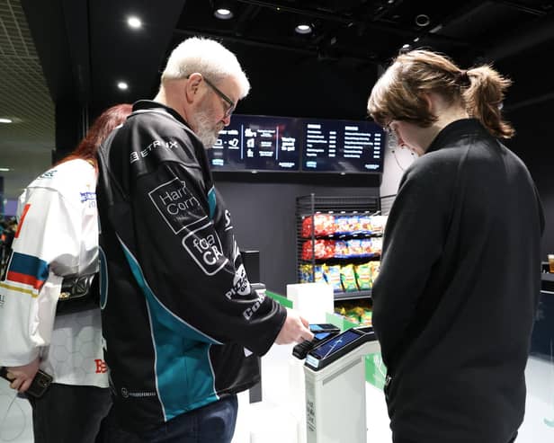 The SSE Arena, Belfast is proud to announce the official opening of Pay & Away. Pictured is Belfast Giants fans using the new service