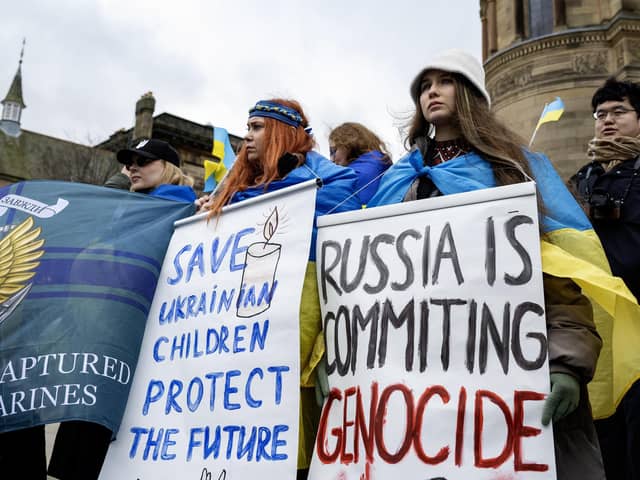 People gathered all across the world for speeches and prayers in support of Ukraine on the four-year anniversary of Russia's invasion last month