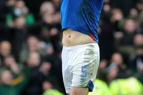 Rangers' John Souttar reacts following Scottish Premiership draw with Celtic at Ibrox on Sunday. (Photo by Steve Welsh/PA Wire)