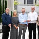 Belfast-based Rubik Technologies has been awarded £75,000 grant funding by Techstart Ventures and Digital Catapult. Pictured are Jason Wiggins, Smart Nano NI, Kathleen Garrett, Techstart Ventures, Brendan Lowry, Digital Catapult, Mark Flynn, Rubik Technologies and Camilla Long, Bespoke Communications