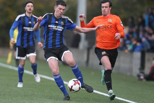 Eoin Toal in action for Armagh City against Glenavon in the 2016/17 Irish Cup