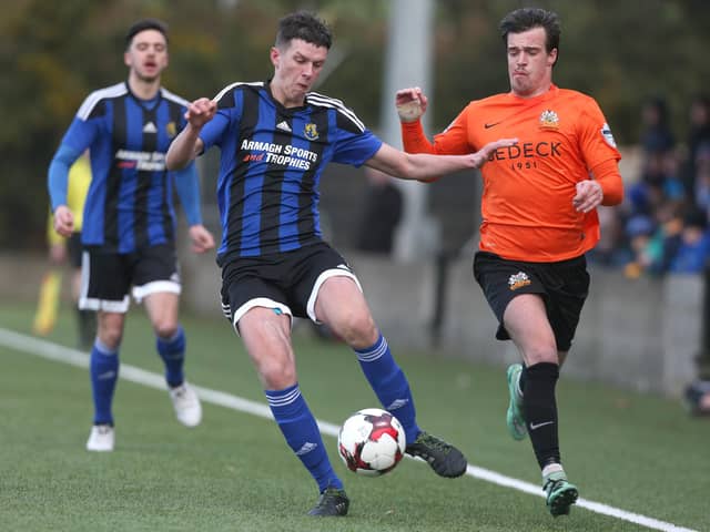 Eoin Toal in action for Armagh City against Glenavon in the 2016/17 Irish Cup