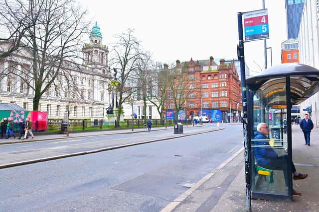 Empty bus lanes in Belfast city centre during an earlier strike on December 15