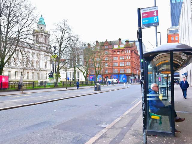 Empty bus lanes in Belfast city centre during an earlier strike on December 15