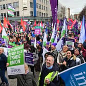 Thousands of workers in the education and health sectors in Northern Ireland take part in strike on Tuesday.