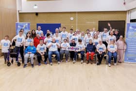 Energia representative James McBrearty (centre) pictured with members of Skyzdalimit Performing Arts.