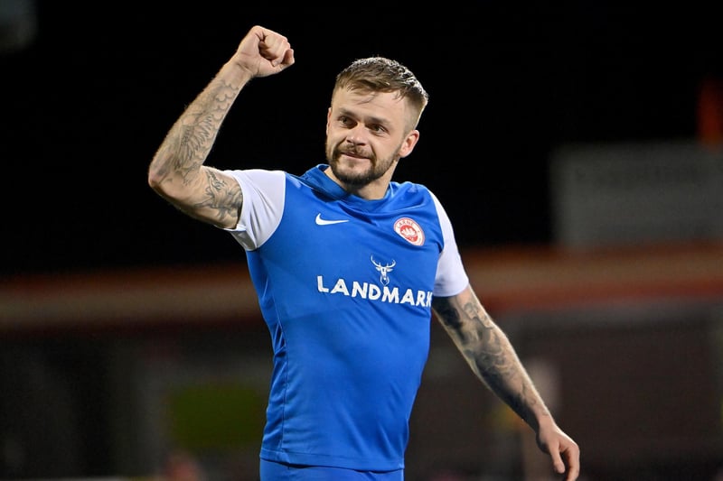 Rated the best performer of the weekend, Larne striker Andy Ryan bagged a brace in their 2-0 victory over Loughgall, bringing his seasonal Premiership tally to 14, as the Scottish striker earned a match rating of 8.7.