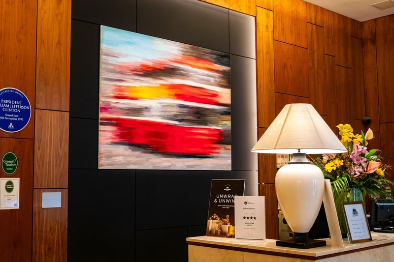 The launch event featured an audience with internationally renowned artist, Colin Davidson, who unveiled one of his famous blur paintings that will take pride of place in the Belfast hotel’s reception. The painting, called ‘The 71’, depicts a blurred image of a Belfast bus. Credit Graham