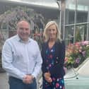 Starbucks a welcome addition to thriving Boulevard says DUP MP. Pictured is Carla Lockhart MP with Mr Chris Nelms, manager at the Boulevard