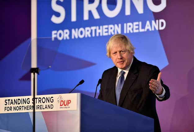 Guest Speaker Rt Hon Boris Johnson MP pictured speaking at the 2018 DUP annual conference in Belfast. The DUP believed him when he said he would never support a border in the Irish Sea. The DUP's support for the hardest Brexit wasn’t reciprocated by Brexiteer Tories. Picture by Arthur Allison/Pacemaker Press