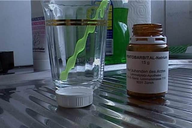 A medicine bottle at the Dignitas Clinic in Switzerland, which provides an assisted dying service to people from all around the world.
Photo: PA