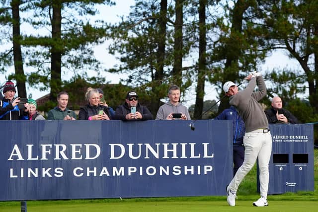 Rory McIlroy on the 12th tee on day one of the Alfred Dunhill Links Championship at Carnoustie.