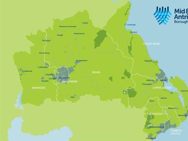 A map of Mid and East Antrim