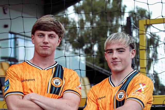 Noah McDonnell (left) and Mikey Harkin will spend the season on loan with H&W Welders. (Photo by H&W Welders FC)