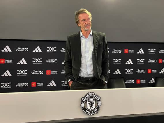 INEOS Sport CEO Sir Jim Ratcliffe speaks to the media during a press conference before the Premier League match at Old Trafford in Manchester. (Photo by Simon Peach/PA Wire)