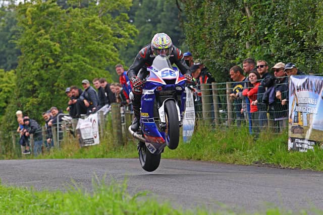 Adam McLean (McLean Racing Yamaha) in action in the Supersport class at the Armoy Road Races in July.